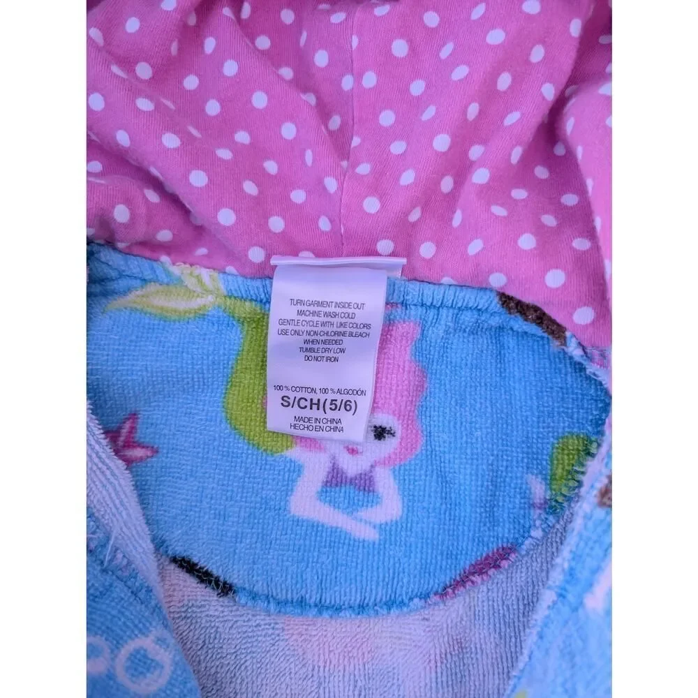 Saint Eve Girls Beach Swim Cover Up Hooded Robe size 5/6 Mermaid Blue Pink